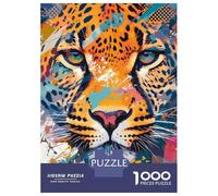 Rompecabezas De 1000 Piezas para Adolescentes Vibrant Abstract Leopard Portrait Rompecabezas Juego De Ingenio Decoración De Pared Regalos De Cumpleaños Y Únicos 38x26cm/1000pcs