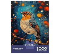 Rompecabezas De 1000 Piezas para Adolescentes Vibrant Bird in Starry Night Rompecabezas para Adultos Juegos Relajantes Decoración Desafío Educativo 52x38cm/1000pcs