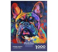 Rompecabezas De 1000 Piezas para Adolescentes Vibrant Bulldog Artwork Rompecabezas para Adultos Juegos Relajantes Mejora La Memoria Ayuda A Ejercitar El Cerebro 52x38cm/1000pcs