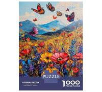 Rompecabezas De 1000 Piezas para Adolescentes Vibrant Butterflies in A Floral Paradise Rompecabezas para Adultos Juegos Familiares Difícil Difícil Cumpleaños Y Navidad 38x26cm/1000