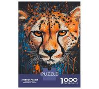 Rompecabezas De 1000 Piezas para Adolescentes Vibrant Cheetah Artwork Rompecabezas para Adultos Juegos Relajantes Mejora La Memoria Ayuda A Ejercitar El Cerebro 38x26cm/1000pcs