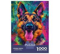 Rompecabezas De 1000 Piezas para Adolescentes Vibrant German Shepherd Art Rompecabezas Juegos Relajantes Decoración De Pared Regalos para Amigos Y Familiares 38x26cm/1000pcs