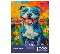 Rompecabezas De 1000 Piezas para Adolescentes Vibrant Pit Bull Art Rompecabezas Juegos Relajantes Decoración De Pared Regalos para Amigos Y Familiares 52x38cm/1000pcs