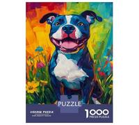 Rompecabezas De 1000 Piezas para Adolescentes Vibrant Pit Bull Portrait -1 Rompecabezas para Adultos Juego Práctico Decoración del Hogar Cumpleaños Y Navidad 70x50cm/1000pcs