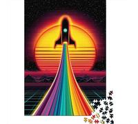 Rompecabezas De 1000 Piezas para Adolescentes Vibrant Retro Rocket Launch Rompecabezas para Adultos Juego Práctico Montaje De Patrones Diversión En Casa Actividades, 70x50cm/1000pcs
