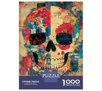 Rompecabezas De 1000 Piezas para Adolescentes Vibrant Skull Art -1 Rompecabezas para Adultos Juegos Familiares Regalos para Mujeres Cumpleaños 38x26cm/1000pcs