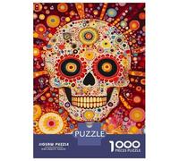 Rompecabezas De 1000 Piezas para Adolescentes Vibrant Skull Art -4 Rompecabezas para Adultos Juegos Relajantes Decoración De Pared para Cumpleaños, Navidad 38x26cm/1000pcs
