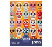 Rompecabezas De 1000 Piezas para Adolescentes Vibrant Skull Mosaic Rompecabezas para Adultos Juego Práctico Pero Divertido Y Humorístico para Cumpleaños, Navidad 52x38cm/1000pcs