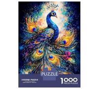 Rompecabezas De 1000 Piezas para Adolescentes Vibrant Watercolor Peacock Rompecabezas para Adultos Juegos De Relajación Desafío Difícil Regalo De Cumpleaños, Regalos, 38x26cm/1000pcs
