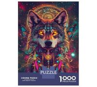 Rompecabezas De 1000 Piezas para Adolescentes Vibrant Wolf & Dreamcatcher Rompecabezas para Adultos Juegos De Relajación Ensamblaje De Patrones Diversión En Casa Actividades, 70x50cm/1000pcs