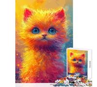 Rompecabezas de 1000 Piezas para Adolescentes Vibrante Mirada Felina Juguetes antiestrés Grandes Regalos y Juguetes Juego de ingenio Entrena tu Cerebro y Tus Manos tamaño 50x75cm