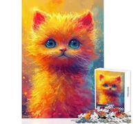 Rompecabezas de 1000 Piezas para Adolescentes Vibrante Mirada Felina Juguetes de Bricolaje Grandes Regalos y Juguetes Juegos relajantes descompresión Intelectual tamaño 38x26cm