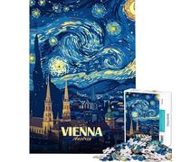 Rompecabezas de 1000 Piezas para Adolescentes Viena Austria Noche Estrellada Rompecabezas artístico para Adultos Juegos relajantes decoración del hogar Regalos para Reducir el estrés (tamaño 38x26cm)