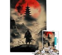 Rompecabezas de 1000 Piezas para Adolescentes Vigilia de la Luna de Sangre Samurai Actividades Divertidas para Aprender en casa Juego Educativo Familiar para Mayores de 14 años 38x52cm