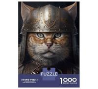 Rompecabezas De 1000 Piezas para Adolescentes Viking Cat Wearing Helmet Rompecabezas para Adultos Juegos Familiares Mejora La Memoria Cumpleaños Y Navidad 52x38cm/1000pcs