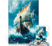 Rompecabezas de 1000 Piezas para Adolescentes Vikingos navegando Juguete Educativo para aliviar el estrés Regalo Divertido 52x38cm