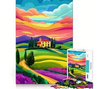 Rompecabezas de 1000 Piezas para Adolescentes Villa Toscana al Atardecer, Arte Italiano, Corte preciso, Juego Divertido para concentrarse, Tiempo de Juego Relajante, Regalo de cumpleaños (38x26cm)