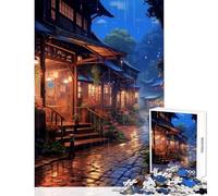 Rompecabezas de 1000 Piezas para Adolescentes Village Rain Street Juguete Educativo Gran Regalo para Juegos Juego práctico Desafío Educativo Tamaño 38x52cm