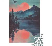 Rompecabezas De 1000 Piezas para Adolescentes Vintage Asian Sunset Landscape Rompecabezas para Adultos Juguetes DIY para La Diversión Familiar para Cumpleaños, Navidad 70x50cm/1000pcs