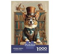 Rompecabezas De 1000 Piezas para Adolescentes Vintage Book Smart Corgi Rompecabezas para Adolescentes Juego De Ingenio Mejora La Memoria Diversión En Casa Actividades, 52x38cm/1000pcs