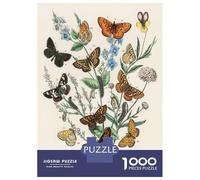 Rompecabezas De 1000 Piezas para Adolescentes Vintage Butterfly and Flower Illustration Rompecabezas para Adultos Juguetes De Bricolaje Decoración del Hogar Juego Desafiante Regalos 52x38cm/1000pcs