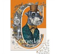 Rompecabezas De 1000 Piezas para Adolescentes Vintage Dog in Top Hat Art Print Rompecabezas para Adultos Juego Familiar Análisis Y Lógica Actividades Divertidas En Casa 38x26cm/1000pcs