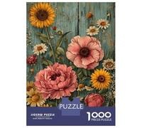Rompecabezas De 1000 Piezas para Adolescentes Vintage Flowers Rompecabezas para Adultos Decoración De Pared De Juguete Mejora La Memoria Regalos Y Cumpleaños Únicos 52x38cm/1000pcs