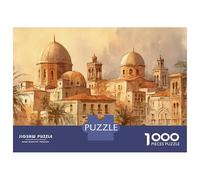 Rompecabezas De 1000 Piezas para Adolescentes Vintage Mediterranean Village Scene Rompecabezas para Adolescentes Juego Práctico para Mejorar La Memoria Regalos Y Cumpleaños Únicos 52x38cm/1000pcs