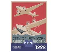 Rompecabezas De 1000 Piezas para Adolescentes Vintage NYC New York Airports Travel Rompecabezas DIY Juguetes Mejora La Memoria Oferta como Regalo para Toda La Familia 52x38cm/1000pcs