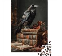 Rompecabezas De 1000 Piezas para Adolescentes Vintage Raven on Books Still Life Rompecabezas para Adultos Juegos Divertidos Decoración Ayuda A Ejercitar El Cerebro 38x26cm/1000pcs