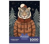 Rompecabezas De 1000 Piezas para Adolescentes Vintage Tiger Xmas Rompecabezas para Adultos Juegos Familiares Regalos para Mujeres Cumpleaños 70x50cm/1000pcs