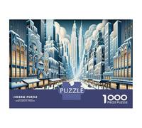 Rompecabezas De 1000 Piezas para Adolescentes Vintage Winter Cityscape Rompecabezas para Adolescentes Juguetes Antiestrés Regalos para Mujeres Regalos para Reducir El Estrés 52x38cm/1000pcs