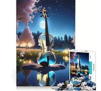 Rompecabezas de 1000 Piezas para Adolescentes Violín de Cristal, Juegos Familiares, diversión en Familia, colección de Artistas, Bellas Artes 38x26cm