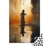Rompecabezas De 1000 Piezas para Adolescentes Violinist in Waterfall Rompecabezas para Adultos Juegos Relajantes Alivia El Estrés Diversión En Casa Actividades, 52x38cm/1000pcs