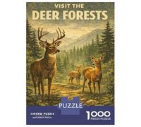 Rompecabezas De 1000 Piezas para Adolescentes Visit The Deer Forests of North America Rompecabezas para Adultos Juguetes DIY Pero Divertidos Y Humorísticos Cumpleaños 70x50cm/1000