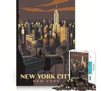 Rompecabezas de 1000 Piezas para Adolescentes Visita a Nueva York Decoración Impecable Juguete para ejercitar la Mente Juego para Relajarse Regalo Divertido de Navidad (38x26cm)
