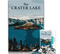 Rompecabezas de 1000 Piezas para Adolescentes: Visita al Lago del cráter, desafío difícil para aliviar el estrés, Toda la Familia a Partir de los 14 años, 38x26cm