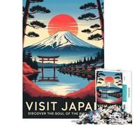 Rompecabezas de 1000 Piezas para Adolescentes ¡Visita Japón! Póster del Paisaje del Sol Naciente Actividades Divertidas en casa Juego Educativo de Montaje de Patrones para Mayores de 14 años Juego