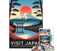 Rompecabezas de 1000 Piezas para Adolescentes Visita Japón ︰ Póster del Paisaje del Sol Naciente Un Reto para completar Mejora la Memoria Juguetes DIY para Mayores de 14 años (50x75cm)