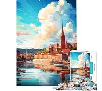 Rompecabezas de 1000 Piezas para Adolescentes Visita Oslo Juguete Intelectual Juego práctico para aliviar el estrés Gran Regalo para los Amantes de los Juegos (Tamaño 38x26cm)