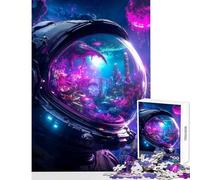 Rompecabezas de 1000 Piezas para Adolescentes Vista de un Astronauta del Mundo alienígena Rompecabezas de 1000 Piezas Juego práctico Gran Regalo para Juegos o cumpleaños (38x52cm)