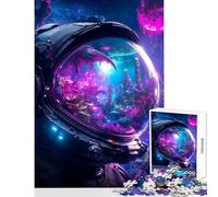 Rompecabezas de 1000 Piezas para Adolescentes Vista de un Astronauta del Mundo alienígena Rompecabezas de 1000 Piezas Juego Imposible Obra de Arte Regalo Educativo y Educativo (50x75cm)