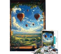 Rompecabezas de 1000 Piezas para Adolescentes Vista Desde una Ventana con Globos aerostáticos Rompecabezas para Adultos Juegos Divertidos para Pasar el Tiempo en casa cumpleaños