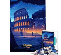 Rompecabezas de 1000 Piezas para Adolescentes Vista Nocturna del Coliseo Un Juego desafiante Divertido y Original Una Obra de Arte Ideas para Regalos (Tamaño 38x52cm)