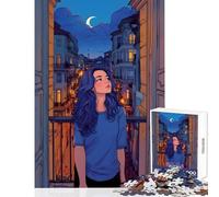 Rompecabezas de 1000 Piezas para Adolescentes Vista Nocturna Desde el balcón Juguetes antiestrés Regalo para cumpleaños Juego Educativo Actividades Divertidas en casa tamaño 50x75cm
