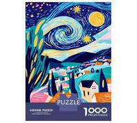 Rompecabezas De 1000 Piezas para Adolescentes Vivid Fauvist Vision of Starry Night Rompecabezas para Adultos Juegos Relajantes Mejora La Memoria Ayuda A Ejercitar El Cerebro 38x26cm/1000pcs