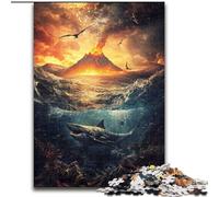 Rompecabezas de 1000 Piezas para Adolescentes, volcanes en el mar, Juguetes antiestrés, decoración única para el hogar y Regalos para Mayores de 14 años (tamaño 26x38cm)