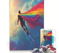 Rompecabezas de 1000 Piezas para Adolescentes Vuelo de superhéroe arcoíris Juego Imposible interacción Entre Padres e Hijos cumpleaños 38x52cm