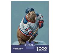 Rompecabezas De 1000 Piezas para Adolescentes Walrus Hockey Player Rompecabezas para Adultos Juego Familiar Corte De Precisión Regalo De Cumpleaños, Regalos, 38x26cm/1000pcs
