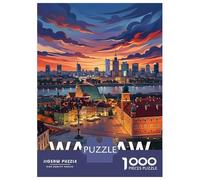 Rompecabezas De 1000 Piezas para Adolescentes Warsaw, Poland Cityscape at Sunset Rompecabezas para Adultos Juegos Relajantes Vacaciones En Casa Matar El Tiempo 70x50cm/1000pcs